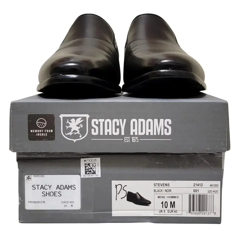 Stacy Adams Men Stevens Slip On Plain Dress Loafers Size US 10M Black Leather